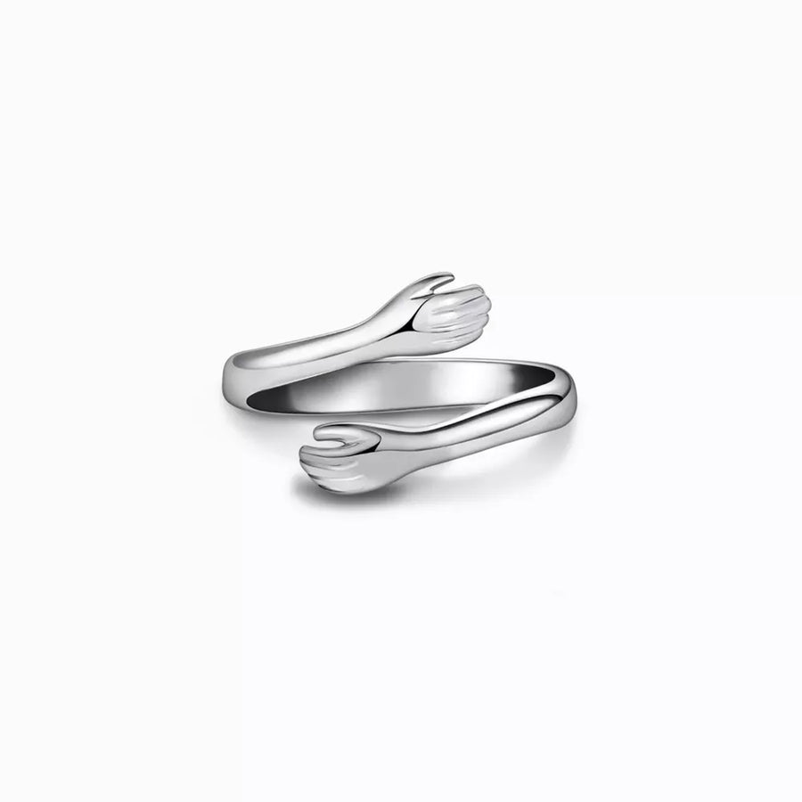 Silver bypass ring with not applicable