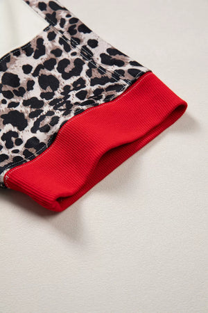 Leopard Patchwork Uneven Hem Short Sleeve Top option 6