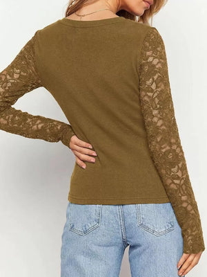 t-shirt in Dark Blue with lace and lace detail
