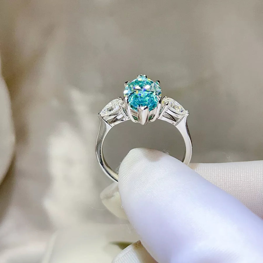 925 sterling silver,Moissanite Carat weight: 6ct Care instructions: Avoid wearin ring in Turquoise with classic silhouette