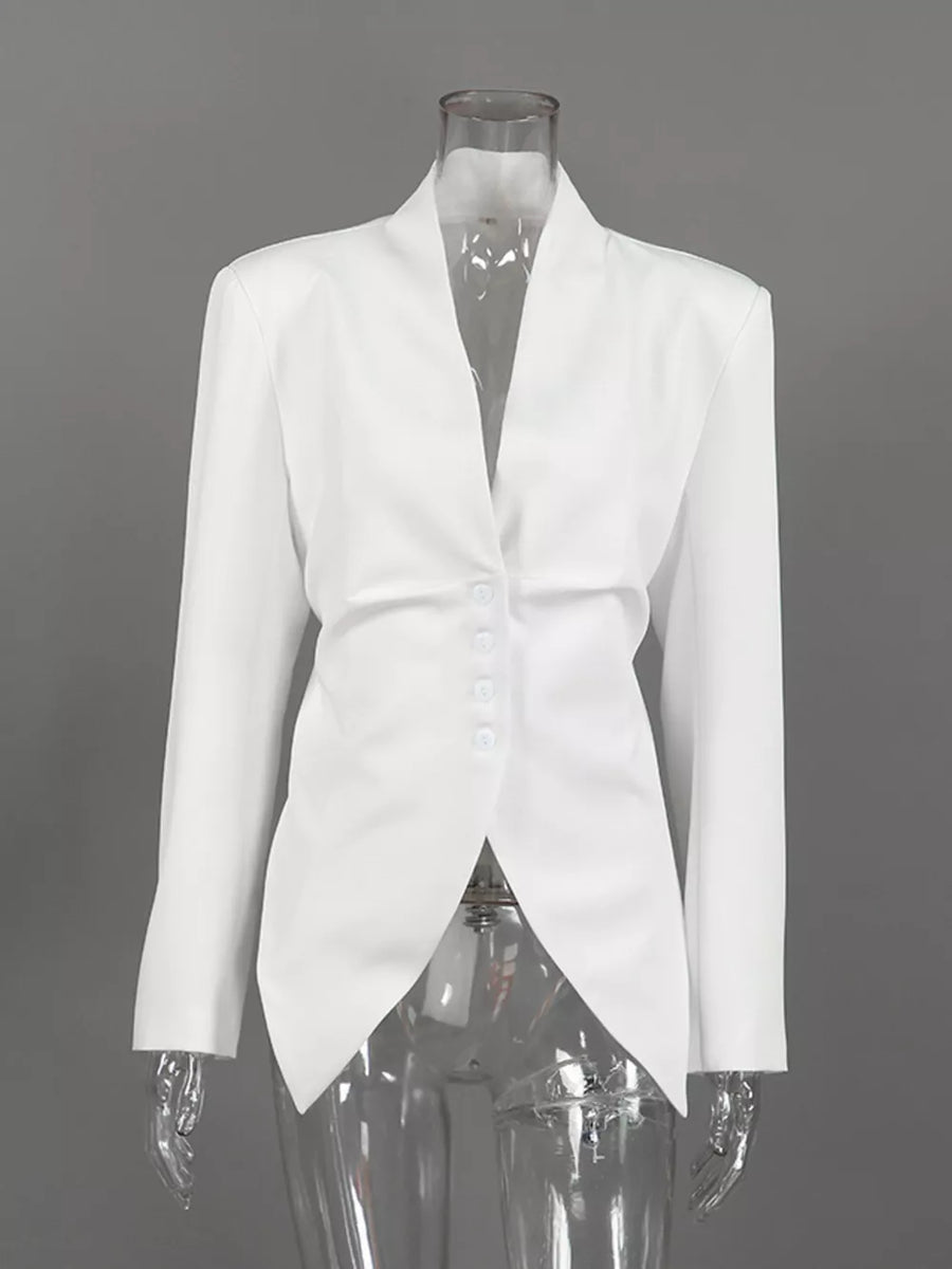 modern blazer in white with v-neck