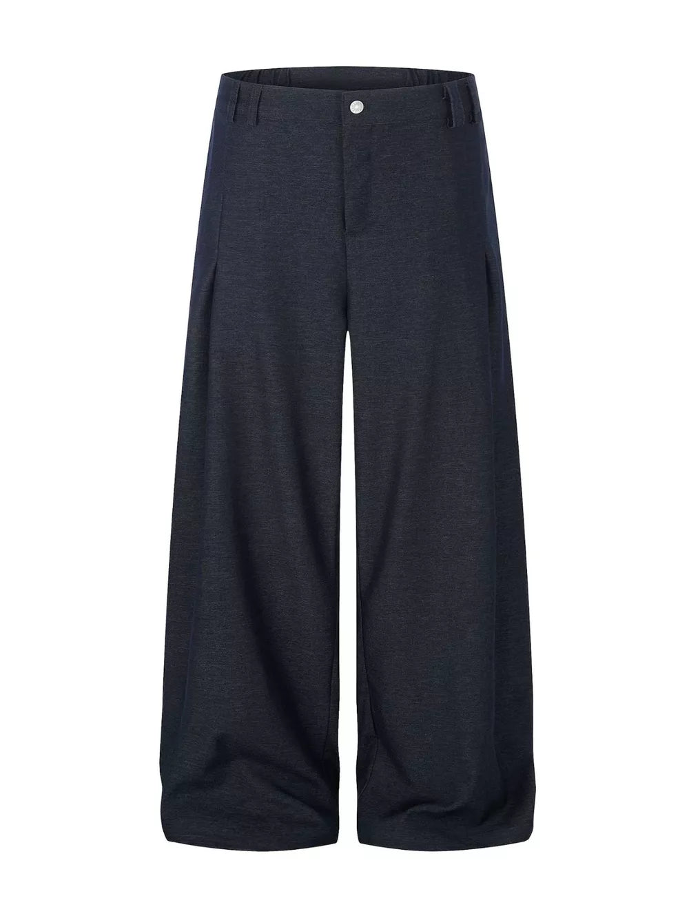 Relaxed fit dark heathered sweatpants with wide legs and front pleats.