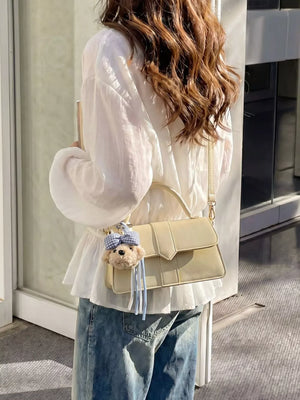 Pu Leather Crossbody Bag in Brown with adjustable strap