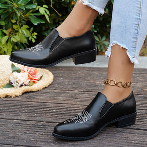 loafers featuring embroidered in Black with PU Leather,Rubber Imported Size &amp texture