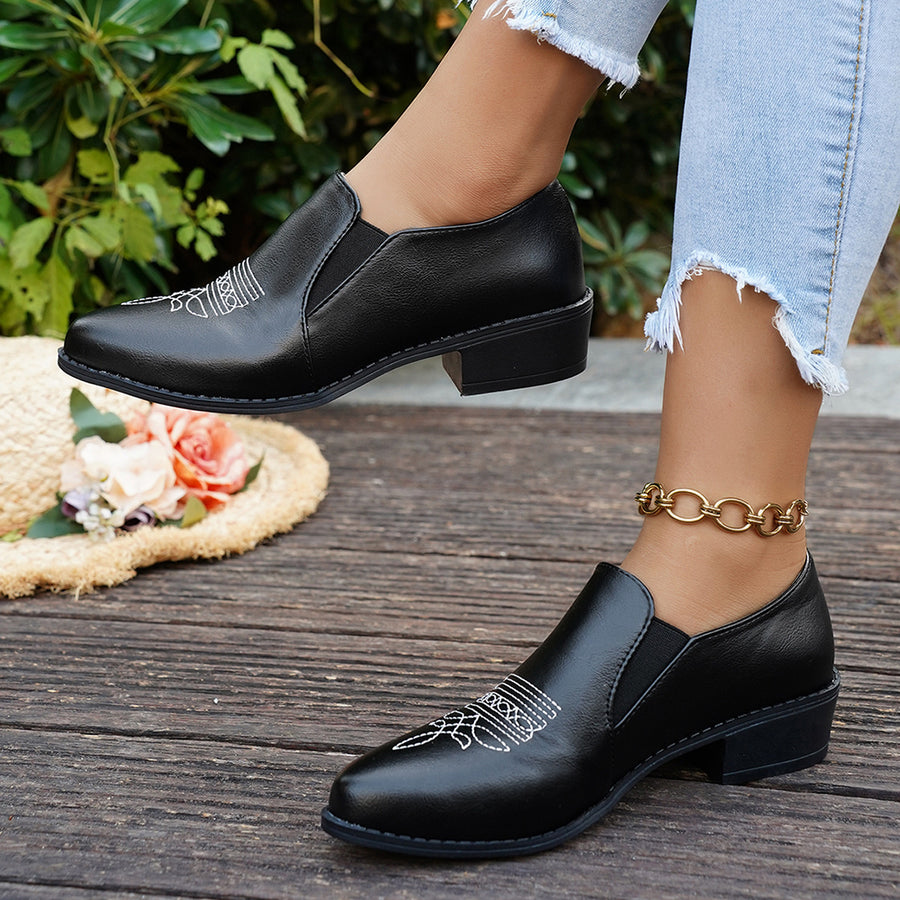 loafers featuring embroidered in Black with PU Leather,Rubber Imported Size &amp texture