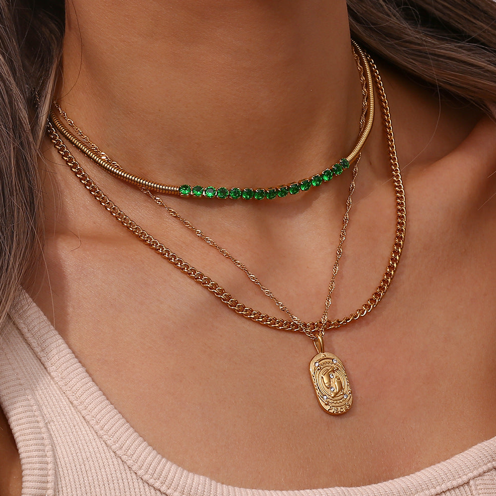 clear necklace featuring 18K gold-plated and zodiac