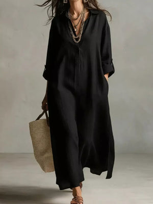 Full Size Casual Midi Shirt Dress Plus Size in Green