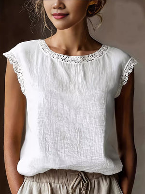 romantic blouse in light gray with round neck