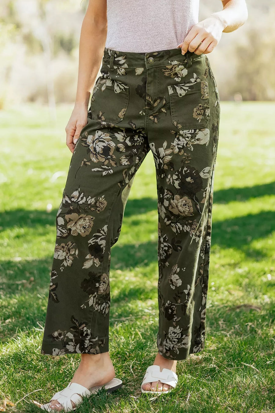 Vintage Floral Print High Waist Wide Leg Jeans option 4
