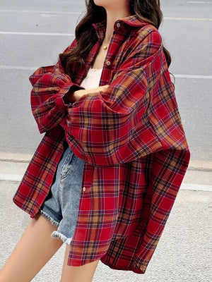 Plaid Button Up Long Sleeve Shirt option 7