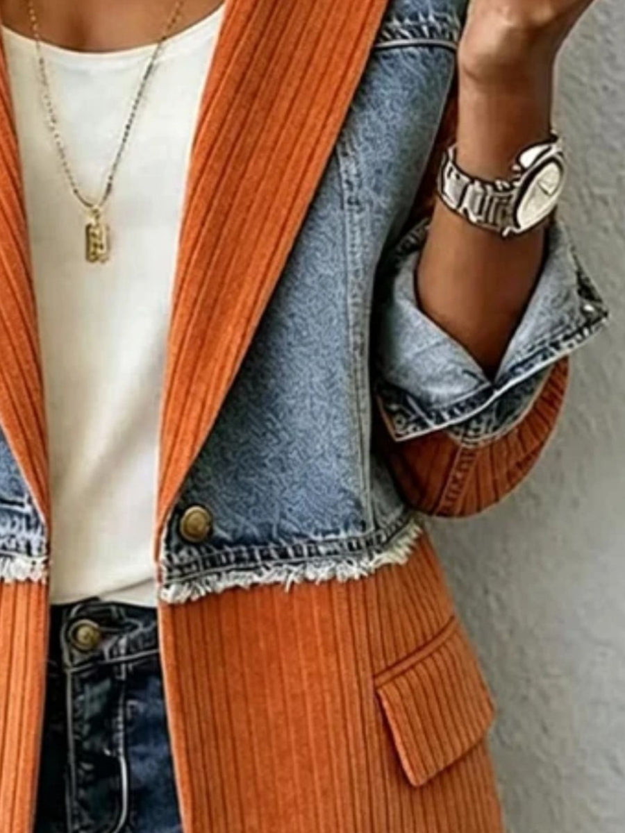 blazer featuring patchwork in Brown with 100% polyester Care instructions: Machine wash cold texture