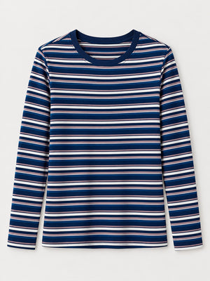 Cotton content is at least 30% and less than 50% t-shirt in navy blue with regular silhouette