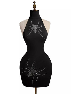 glam bodycon dress in Black with halter