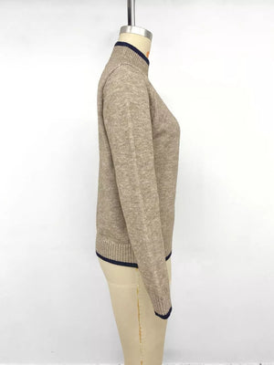 Cozy Mock Neck Sweater With Contrast Trim option 9