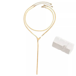 2 Piece 18k Gold-plated Heart Necklace in Gold with layered