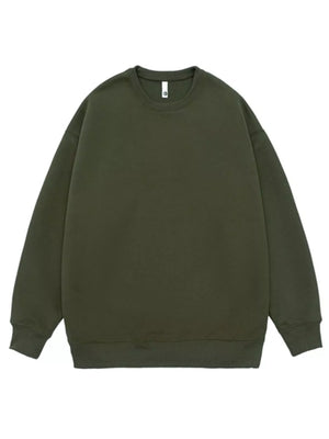 Oversized crew-neck sweatshirt in Army Green with a relaxed fit and ribbed cuffs and hem.