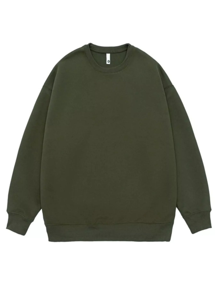 Oversized crew-neck sweatshirt in Army Green with a relaxed fit and ribbed cuffs and hem.