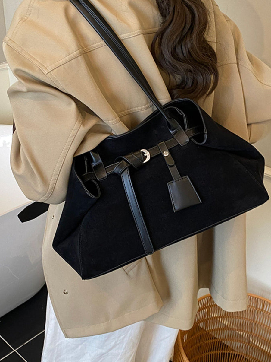 Suede Imported Size &amp shoulder bag in Green with boxy silhouette