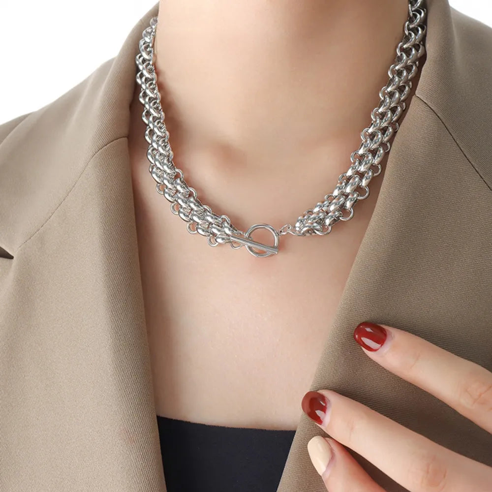 jewelry set featuring chain link in gold with Titanium Steel, 18K Gold-Plated Care instructions: Avoid wearing during