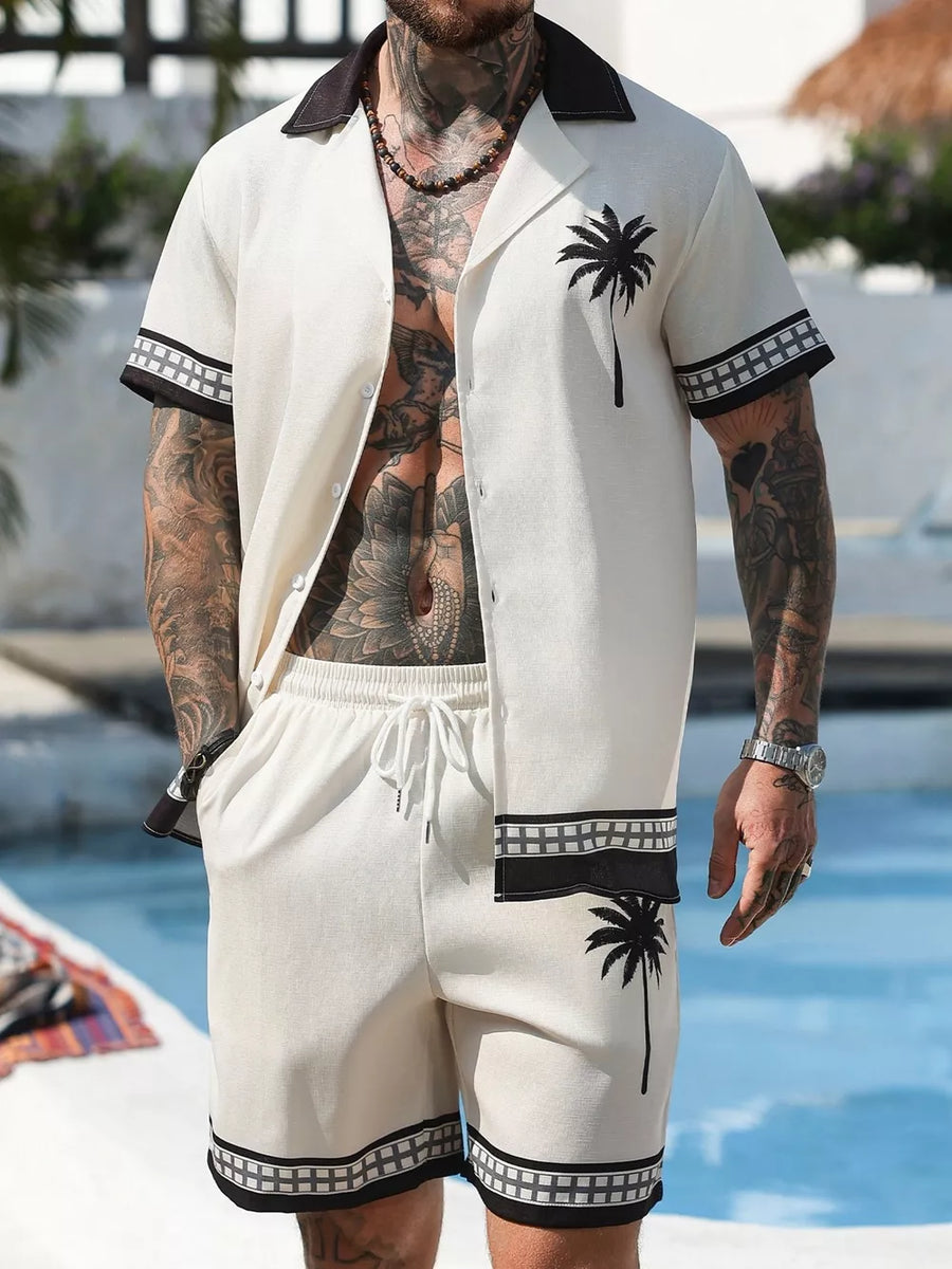 coastal hawaiian shirt in black with collared