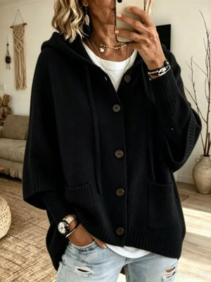 Navy relaxed cardigan with hooded
