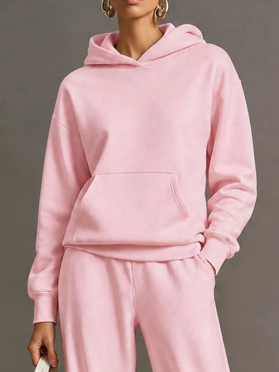 100% polyester Care instructions: Machine wash cold lounge set in Pink with relaxed silhouette