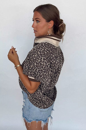 Gingham Striped Patchwork Half Zip Blouse option 5