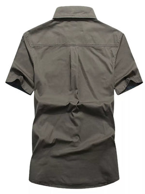 100% cotton Care instructions: Machine wash cold button-up shirt in Army Green with regular silhouette