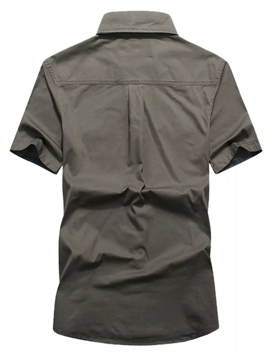100% cotton Care instructions: Machine wash cold button-up shirt in Army Green with regular silhouette