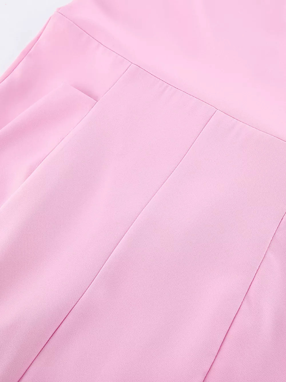 Sleeveless Blazer And Wide-leg Pants Set in Pink with buttoned