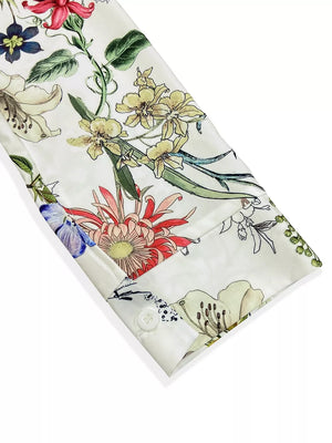 White with Floral Print Button-down Shirt in White