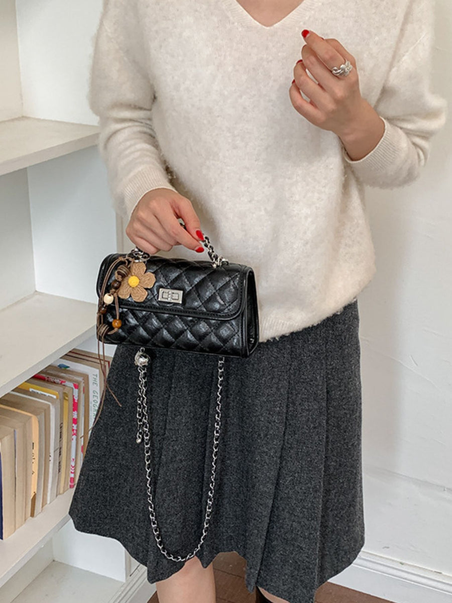 crossbody bag featuring quilted in White with PU Leather Imported Size &amp texture