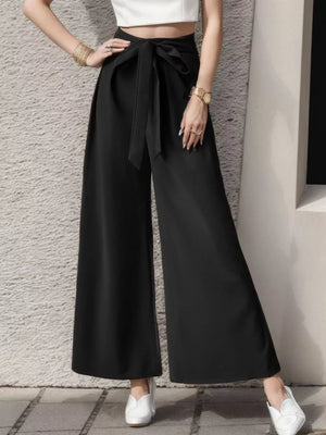 Navy Blue High-waisted Wide-leg Pants