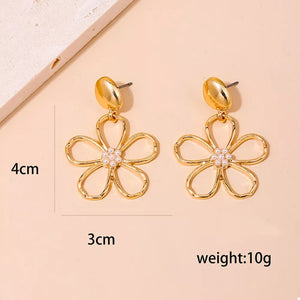 Silver earrings with drop and post-back