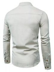 Men's Plus Size Casual Mandarin Collar Shirt in Red