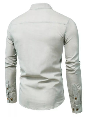 Men's Plus Size Casual Mandarin Collar Shirt in Red