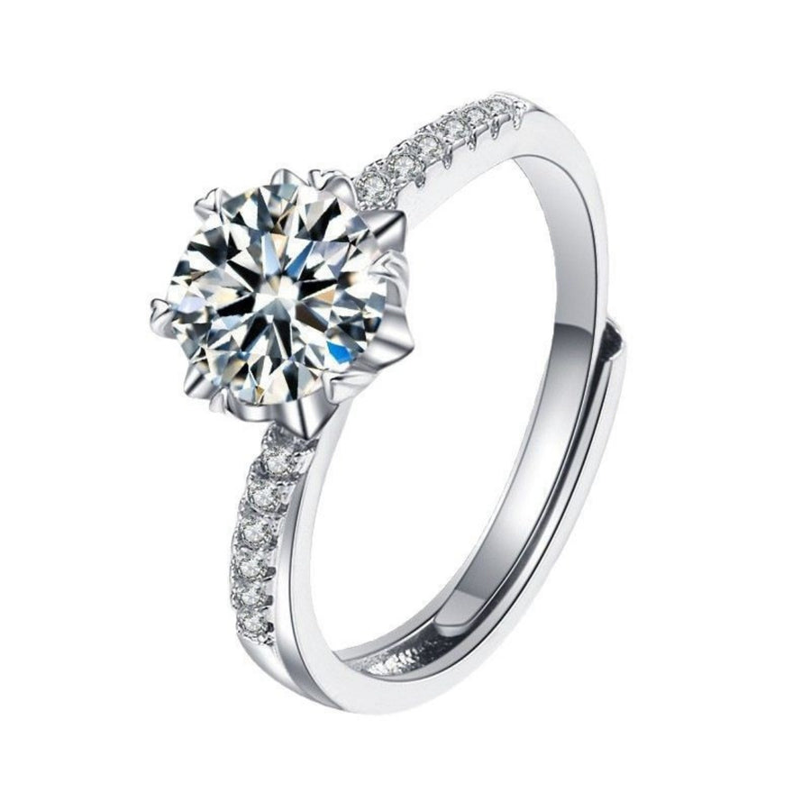 925 sterling silver,Moissanite Carat weight: 1ct Care instructions: Avoid wearin ring in Silver with bypass silhouette