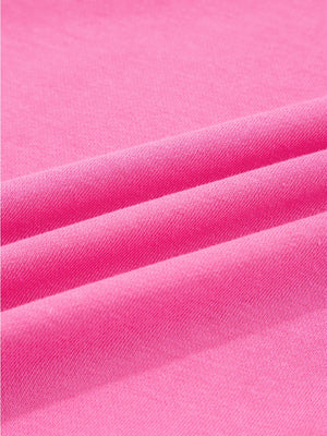 Hot Pink Chic Collared Pullover & Pants Set