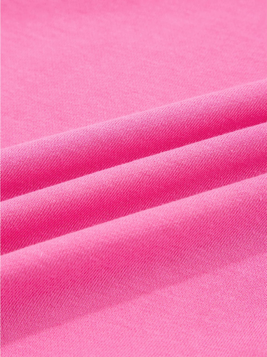 Hot Pink Chic Collared Pullover & Pants Set
