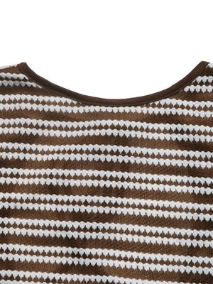 brown sweater dress with stretch and flare sleeve