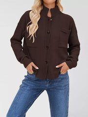 casual cardigan in Army Green with mock neck