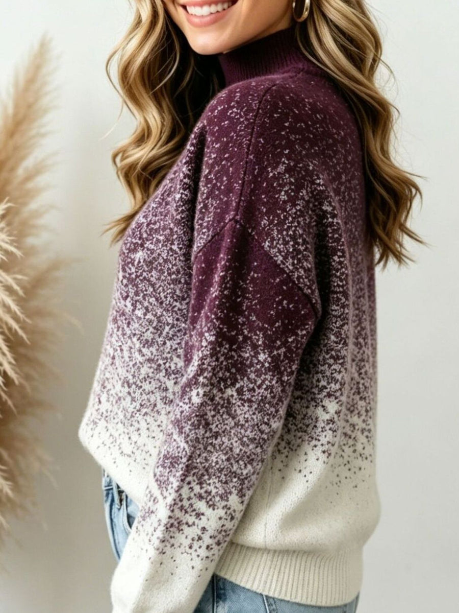 turtleneck sweater in black with ombre and stretch