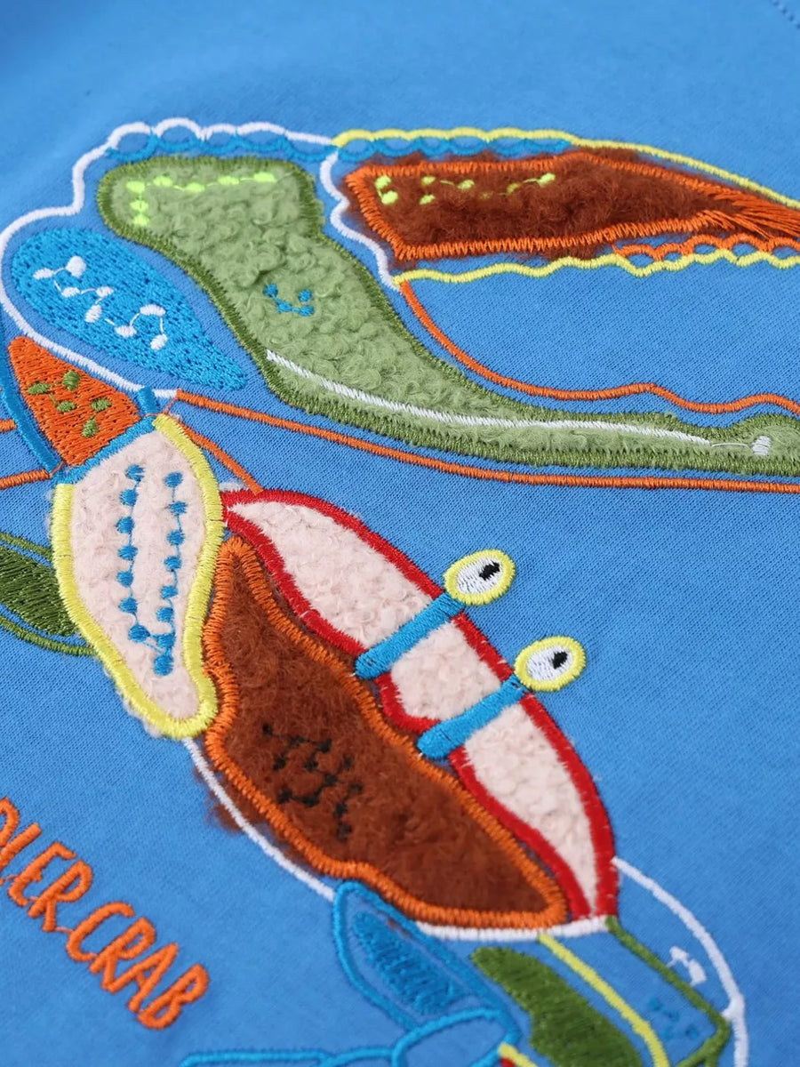 Children's Crab Embroidered T-shirt And Shorts Set option 4