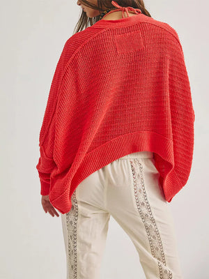 cardigan in Apricot with waffle-knit and hip-length