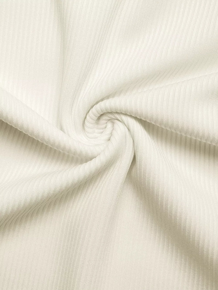 Ribbed Knit V-neck T-shirt With Bow