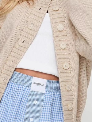 95% acrylic, % spandex Care instructions: Machine wash cold cardigan in Light Blue with relaxed silhouette