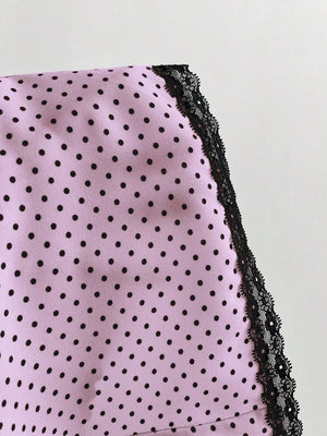 Polka Dot Lace Trim Puff Sleeve Top, view 19