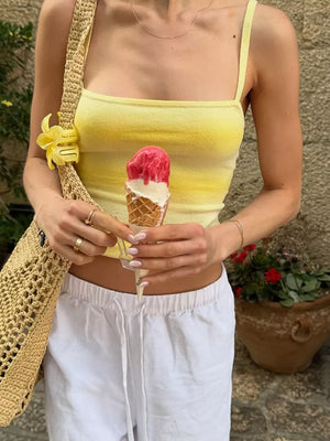 Yellow with Gradient Adjustable Straps Cami in Yellow