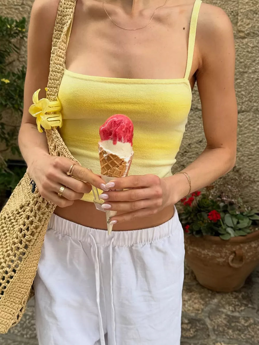 Yellow with Gradient Adjustable Straps Cami in Yellow