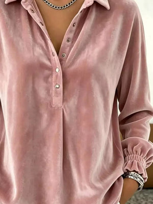 95%polyester,5%spandex Care instructions: Machine wash cold blouse in Dusty Pink with relaxed silhouette
